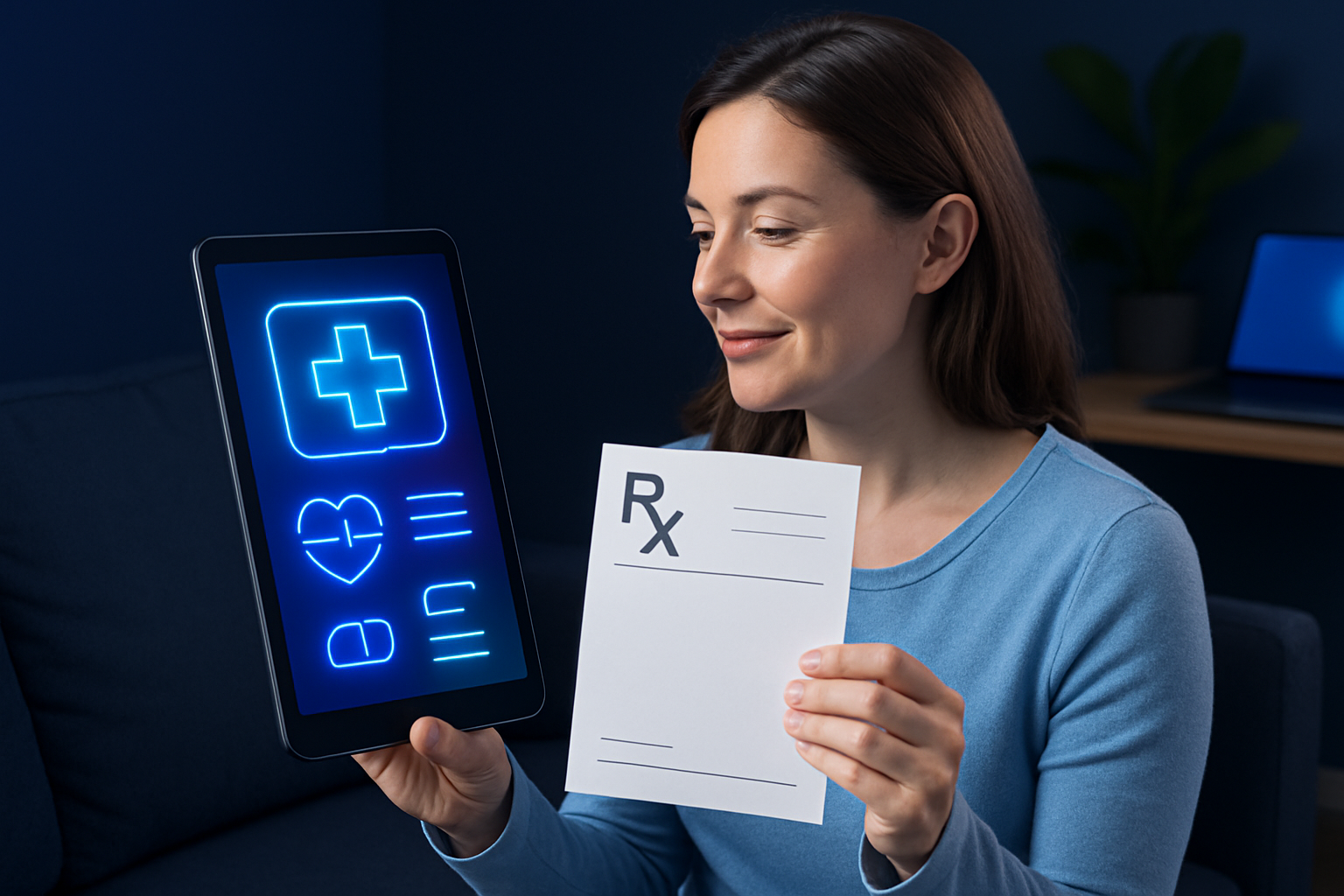 Patient nutzt DiGA-App auf Smartphone nach ärztlicher Verschreibung